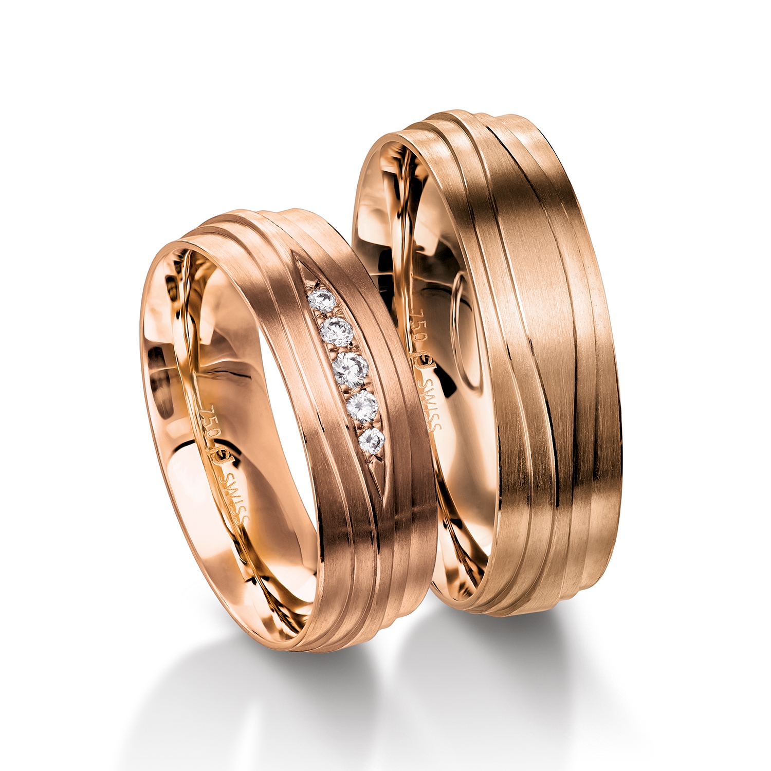 Rings in gold, platinum and palladium with diamonds Furrer Jacot