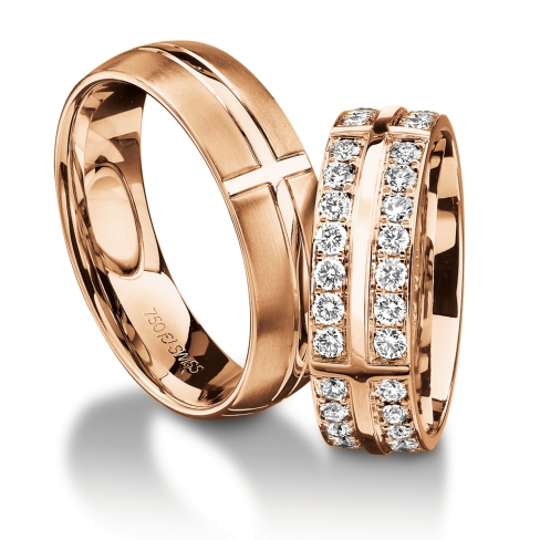 wedding bands in red gold