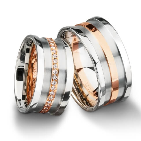 Diamond rings in gold, platinum, palladium and black with diamonds Furrer Jacot