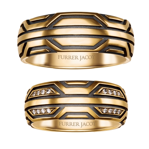 wedding rings Sci-Fi collection in yello gold and black rhodium