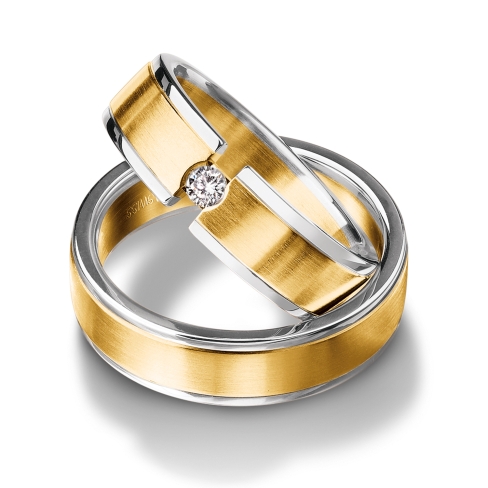 Rings in gold, platinum and palladium with diamonds Furrer Jacot