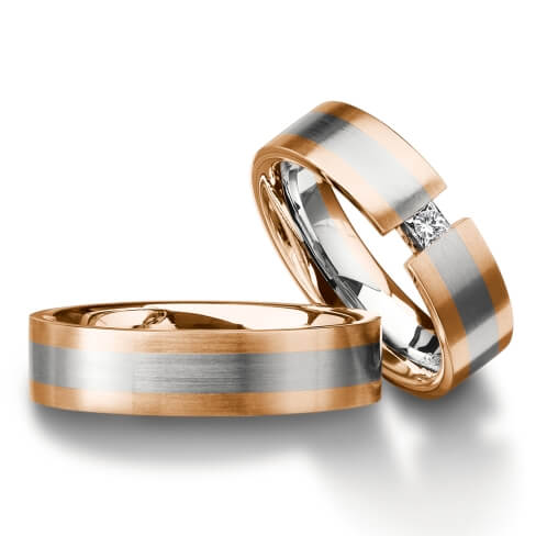 Rings in gold, platinum and palladium with diamonds Furrer Jacot