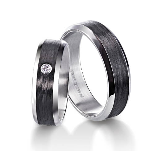 wedding bands, wedding rings, in gold, platinum, palladium, bicolor, with diamonds, carbon, black